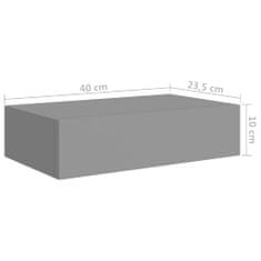 Vidaxl Nástenná zásuvková polica sivá 40x23,5x10 cm MDF
