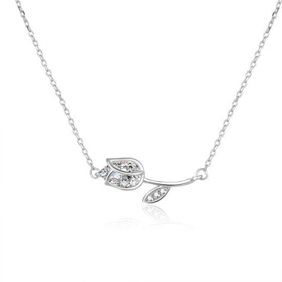 Beneto Romantický strieborný náhrdelník s čírymi zirkónmi AGS486 / 47L