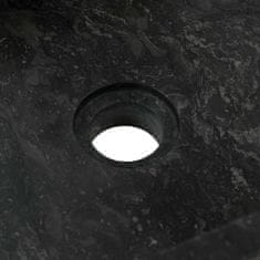 Petromila vidaXL Kúpelňová skrinka tíkový masív s umývadlami mramor čierny