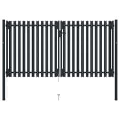 Petromila vidaXL Dvojkrídlová plotová brána, oceľ 306x200 cm, antracitová