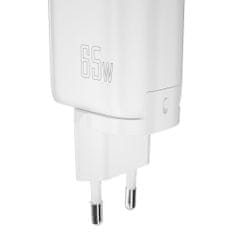 DUDAO A7PRO 3in1 GaN sieťová nabíjačka USB / 2x USB-C QC PD 65W, biela