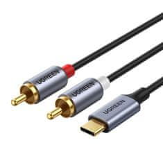Ugreen CM451 audio kábel USB-C / 2x RCA M/M 1.5m, sivý