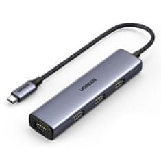 Ugreen CM473 HUB adaptér USB-C / 4x USB 3.2, strieborný