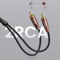 Ugreen AV199 stereo audio kábel 2x RCA Cinch 3m, hnedý