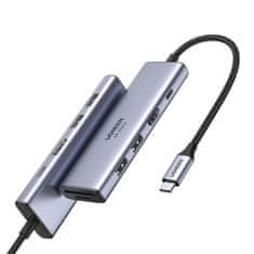 Ugreen CM511 HUB adaptér USB-C - 2x USB / HDMI / USB-C PD 100W, sivý