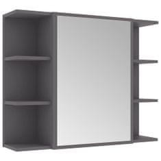 Vidaxl Skrinka so zrkadlom, sivá 80x20,5x64 cm, drevotrieska