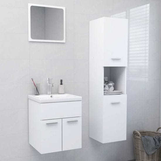 Vidaxl Súprava kúpeľňového nábytku biela drevotrieska