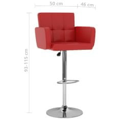 Vidaxl Barové stoličky 2 ks, červené, umelá koža