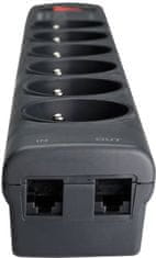 EATON Protection Strip 6 Tel@ FR, 6x zásuvka, 10A, vypínač, čierna