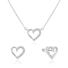 Beneto Romantická strieborná súprava šperkov srdiečka AGSET242L (náhrdelník, náušnice)