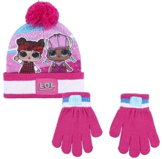 Disney dievčenský ružový set čiapky a rukavíc LOL 2200007933