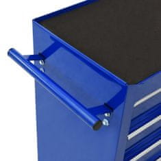 Vidaxl Dielenský vozík s 15 zásuvkami modrý oceľový