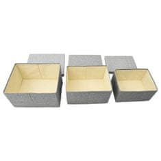 Vidaxl Súprava stohovateľných úložných boxov 3 kusy látková sivá