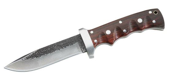 Herbertz 102913 lovecký nôž 12,1 cm, damašek, ružové drevo, kožené puzdro