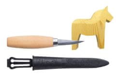 Morakniv 12670 Woodcarving Kit rezbársky nôž 6 cm, lakované brezové drevo, plastové puzdro, figúrka 