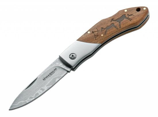 MAGNUM 01RY818DAM Caveman Damast vreckový nôž 8,2 cm, damašek, drevo
