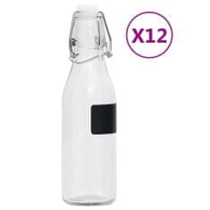 Vidaxl Okrúhle sklenené fľaše so zátkou, 12 ks, 250 ml
