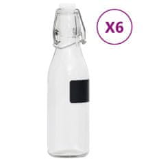 Vidaxl Okrúhle sklenené fľaše so zátkou, 6 ks, 250 ml