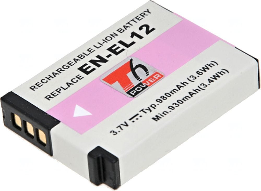Batéria T6 Power pre Nikon CoolPix S710, Li-Ion, 3,7 V, 1050 mAh (3,8 Wh), čierna