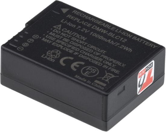 Batéria T6 Power pre Panasonic Lumix DMC-FZ2500, Li-Ion, 7,2 V, 1000 mAh (7,2 Wh), čierna