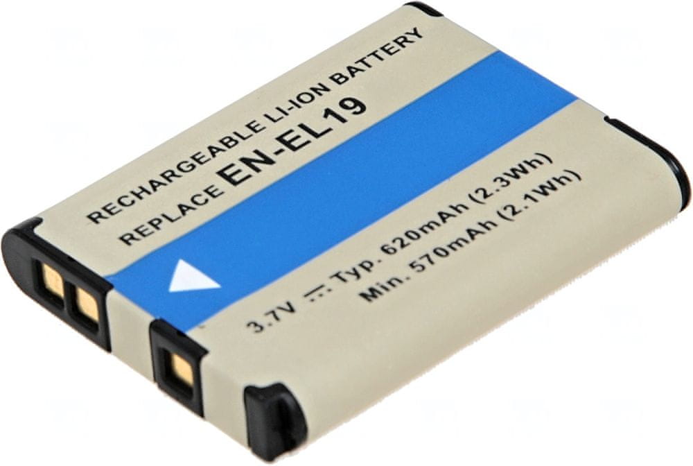 Batéria T6 Power pre digitálny fotoaparát Sony EN-EL19, Li-Ion, 3,7 V, 620 mAh (2,3 Wh), čierna
