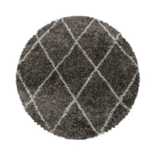 Ayyildiz Kusový koberec Alvor Shaggy 3401 taupe kruh