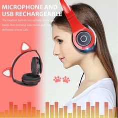 Alum online Bezdrôtové slúchadlá s mačacími ušami - MG B39, červené