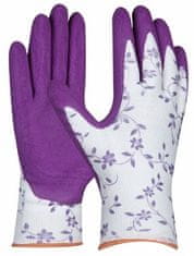 GEBOL Pracovné rukavice záhradné FLOWER LILA č.8, s latexovou ochrannou vrstvou