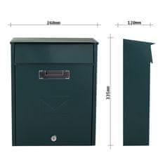 Rottner Tivoli poštová schránka zelená | Cylindrický zámok | 26 x 33.5 x 12 cm