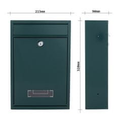 Rottner Tarvis poštová schránka zelená | Cylindrický zámok | 21.5 x 32 x 9 cm