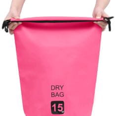 Vidaxl Suchá taška ružová 15 l PVC