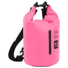 Vidaxl Suchá taška so zipsom ružová 15 l PVC