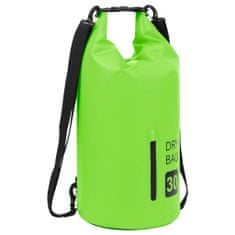 Vidaxl Suchá taška so zipsom zelená 30 l PVC
