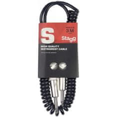 Stagg SGCC3 DL, špirálový nástrojový kábel jack/jack, 3 m
