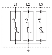Tracon Electric Zvodič prepätia AC typ T1+T2 ESPD1+2-12.5-3P