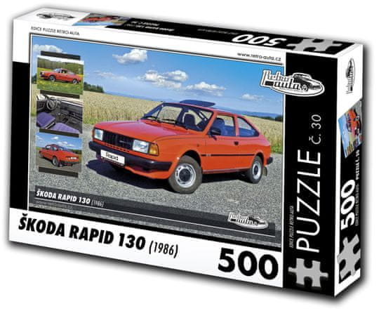 RETRO-AUTA© Puzzle č. 30 Škoda Rapid 130 (1986) 500 dielikov