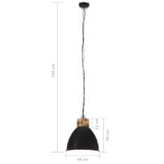 Vidaxl Industriálna závesná lampa čierna železo a masívne drevo 46 cm E27