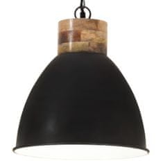 Vidaxl Industriálna závesná lampa čierna železo a masívne drevo 46 cm E27