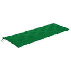 Vidaxl Záhradná lavička, zelená podložka 150 cm, tíkový masív