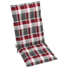 Vidaxl Podložky na záhradné stoličky 6ks, červené,kockované 120x50x7cm