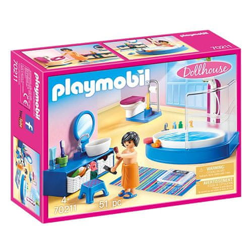 Playmobil Moderná kúpeľňa , Domčeky pre bábiky a príslušenstvo, 51 dielikov