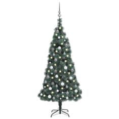 Vidaxl Umelý vianočný stromček s LED a súpravou gulí zelený 150 cm PVC&PE