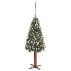 Vidaxl Úzky vianočný stromček s LED a sadou gulí zelený 180 cm PVC