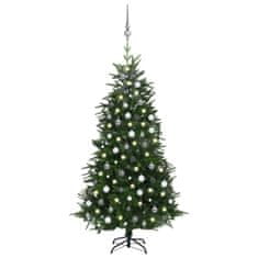 Vidaxl Umelý vianočný stromček s LED a súpravou gulí zelený 180 cm PVC&PE