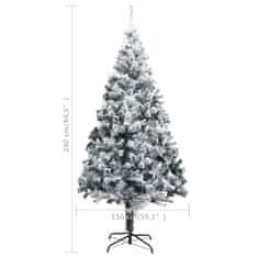 Vidaxl Zasnežený umelý vianočný stromček s LED zelený 240 cm