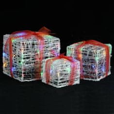 Greatstore Dekoratívne akrylové vianočné darčekové krabičky 3 ks farebné