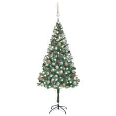Vidaxl Umelý vianočný stromček s LED, súpravou gulí a šiškami 180 cm