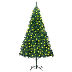 Vidaxl Umelý vianočný stromček s LED a hustými vetvičkami zelený 210cm