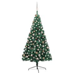 Vidaxl Umelý vianočný pol stromček s LED a sadou gulí zelený 180 cm