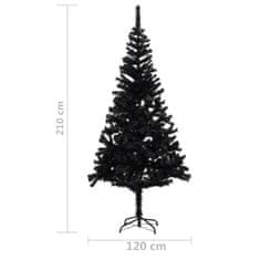 Vidaxl Umelý vianočný stromček s LED a podstavcom čierny 210 cm PVC